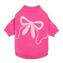 2026 New 1PC Pet Clothes, Pet Bow Sweater, Dachshund Sweater, Maltese, Autumn/Winter Style, Small And Medium Dogs, Cute, Minimalist, Teddy Bichon Corgi Clothes, Anti-Shedding, Suitable For Short-Legged Dogs And Cats - Hot Pink - View 3