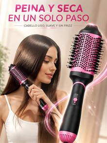 Cepillo alisador de pelo de iones rosa, secador de calor eléctrico, rizador de calor eléctrico, peine, superventas - Peine de aire caliente - Ver 2