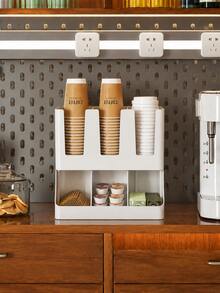 Multifunctional Coffee Cup Storage Rack, Suitable For 8-22oz Cups And Espresso Coffee Capsules, Integrated Straw And Utensil Holder, Dual-Use Straw And Napkin Rack, Countertop Organizer, Suitable For Kitchen, Office, Coffee Bar Space Design, Countertop/Wall-Mounted, Tea And Spice Storage, Coffee Bar Storage Rack, Suitable For Office, Breakroom, Home Kitchen - Multicolor - View 3