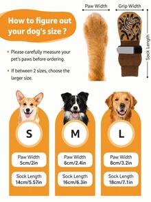 4PCS Non-Slip Dog Socks With Adjustable Reflective Straps, Indoor Pet Paw Protectors For Hardwood Floors, Quiet Anti-Skid Dog Shoes For Small Medium Large Dogs - Brown - View 2
