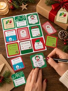 10 feuilles d'étiquettes cadeaux de Noël, étiquettes de fêtes À/De pour fournitures de journal, fournitures de journal de bricolage, fournitures de scrapbooking, Halloween, emballage cadeau, cartes, famille, amis & cadeaux de bureau - Étiquette de Noël - Voir 4