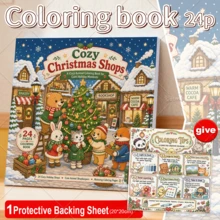 Cozy Christmas Shops Coloring Book, Cute Animal Shopkeepers Holiday Coloring Pages, 24 Pages Relaxing Winter Christmas Town Scenes, Bold Easy Lines Stress Relief Activity Book For Adults Teens, Perfect Christmas Gift For Coloring Lovers - Cozy Christmas Shop - View 3