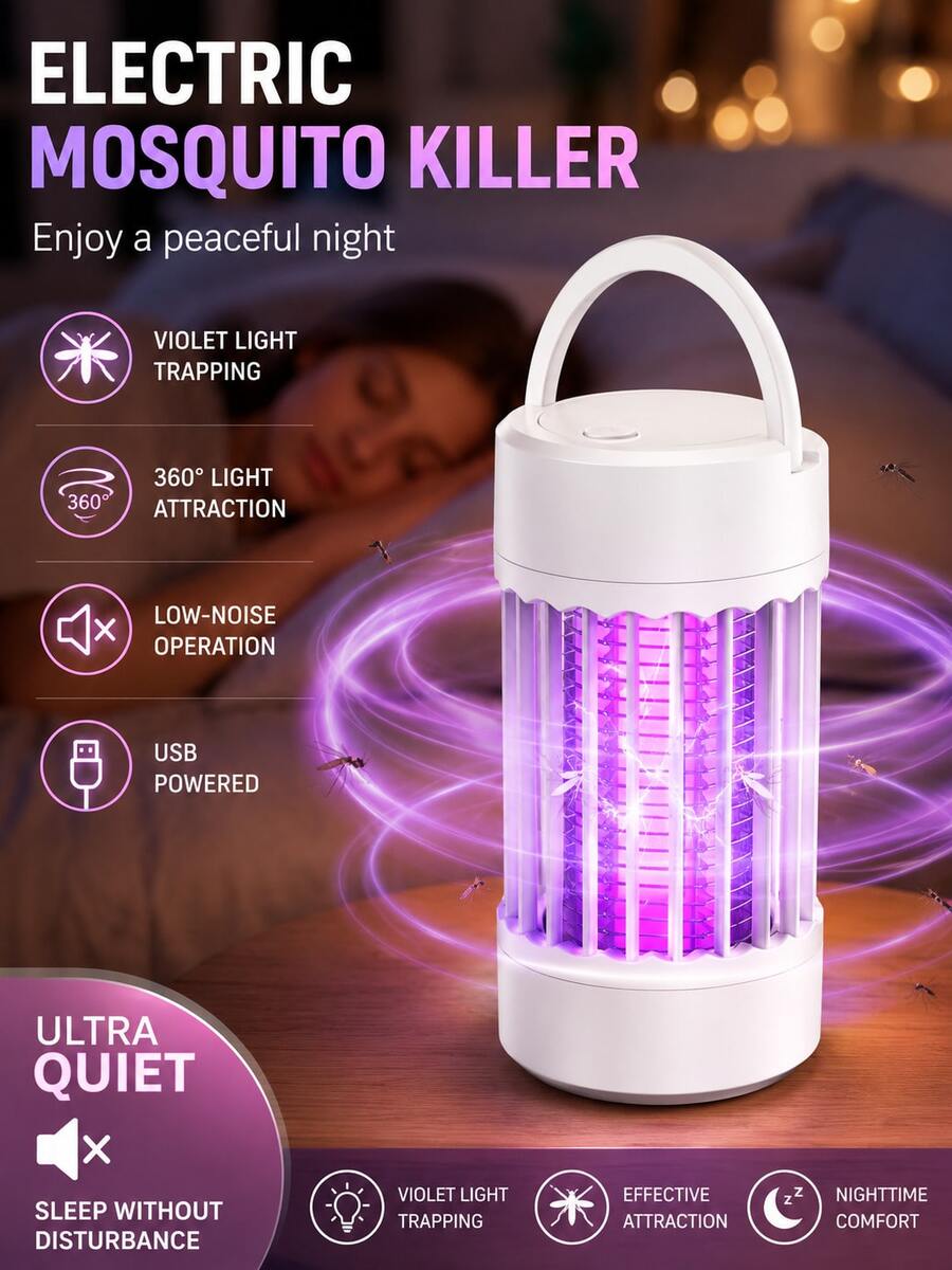 Rechargeable Mosquito Killer Lamp, Hanging Portable Mosquito Trap Light, USB Rechargeable Indoor/Outdoor Insect Killer, Suitable For Bedroom, Patio, Garden, Camping, Home - View 1
