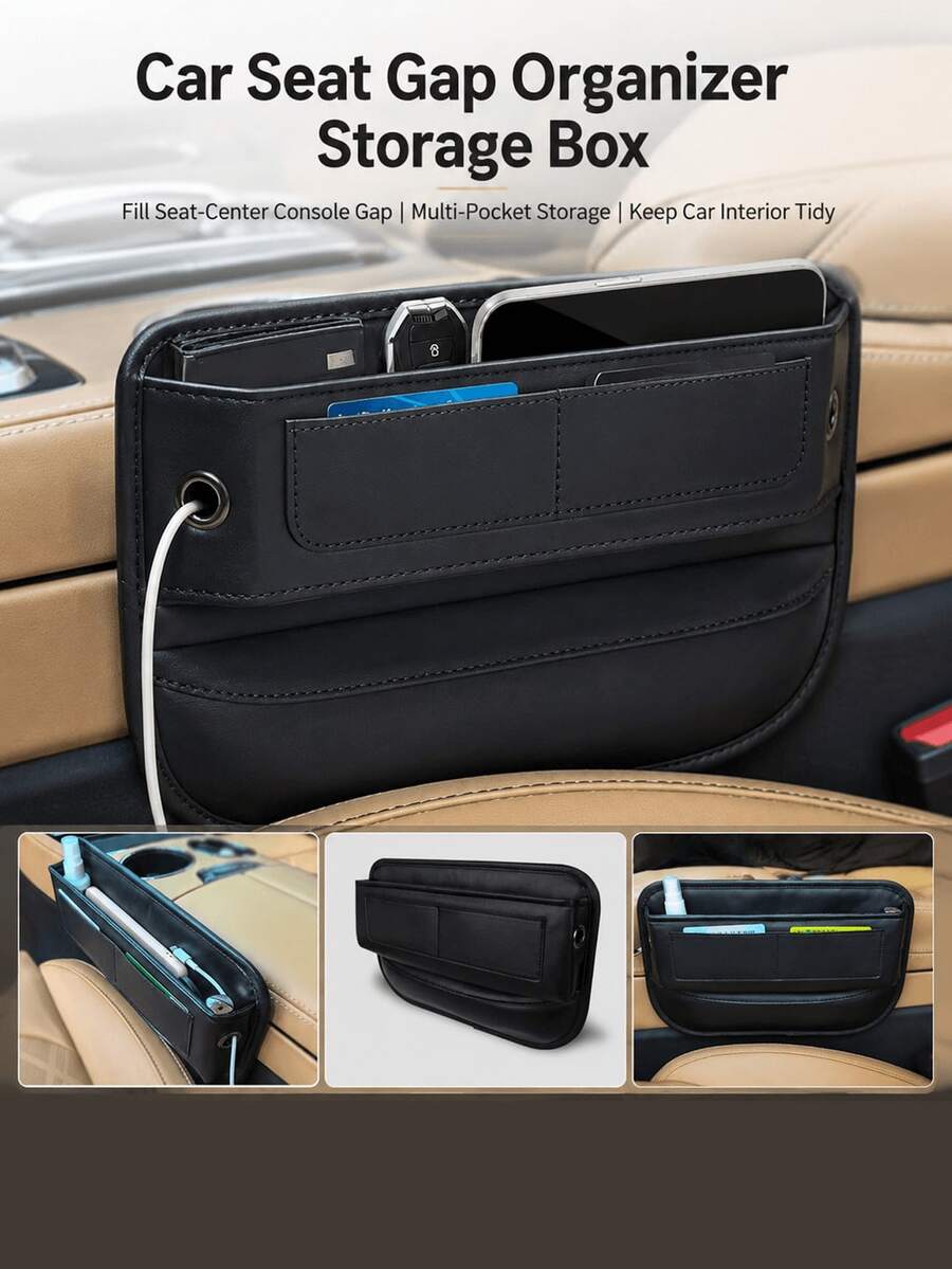 Universal Car Seat Storage Bag, Center Console Storage Bag With Card Slots; Suitable For Sedans, SUVs, And Trucks. - A - View 1