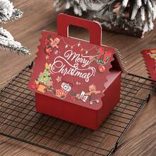 1pc Gingerbread Man Christmas House Pattern Gift Box, Christmas Theme Gift Packaging Box, Christmas Tree Gingerbread Man Bell Pattern, Gift Nougat Chocolate Packaging Box, Christmas Gingerbread House Candy Cookie Box, Suitable For Christmas Gift Packaging - Christmas Gingerbread House Box - View 8