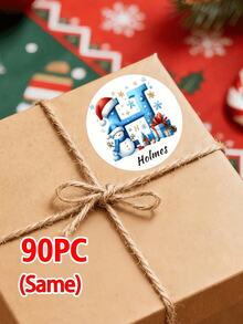Custom Christmas Stickers, Personalized Santa Claus Letter Stickers, Custom Name Gift Labels, Christmas Gift Wrapping Stickers, Snack Bag Seals, Custom Text Labels, 4cm/5cm/6cm Holiday Stickers For Gifts, Envelopes, Packaging & Christmas Decorations - Multicolor (blue 26 Letters) - View 12