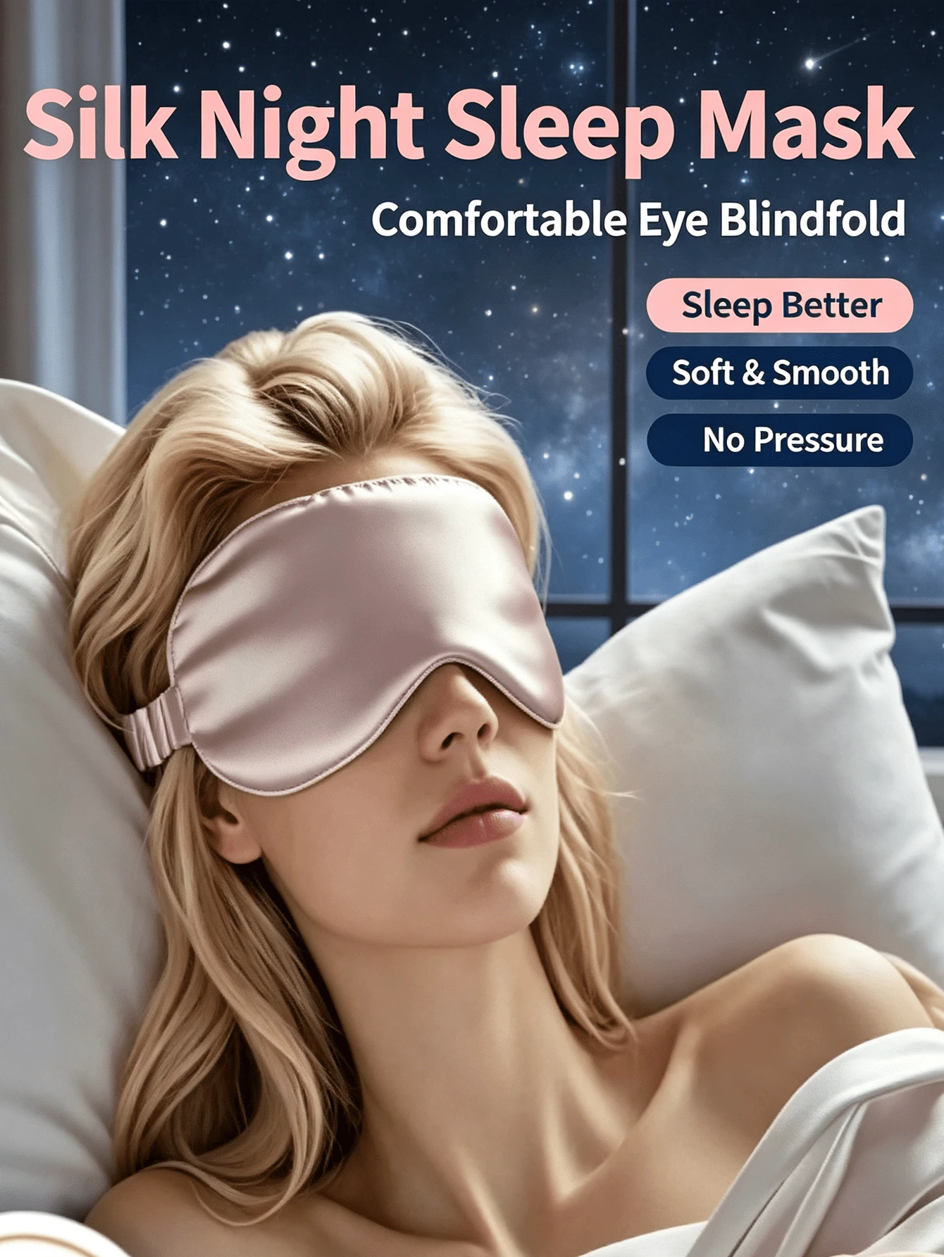 Soft Silk Sleep Eye Mask, Light-Blocking Eye Mask With Elastic Adjustable Headband, Comfortable Pressure-Free Sleep Mask, Portable Light-Blocking Eye Mask, Suitable For Nighttime Sleep, Home Daily Sleep Aid