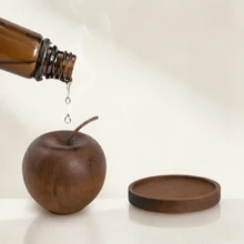 1 Set Wooden Apple Essential Oil Diffuser With Tray, Home Desktop Decor Fragrance Ornament, Suitable For Home, Car, Hotel Decoration, Christmas, Halloween Decor - A - View 8