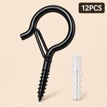 12pcs Q-Shaped Clip Hooks, Outdoor String Light Hooks, Windproof Screw Hooks, For Hanging Outdoor String Lights, Christmas Lights, Plants And Hanging Baskets - One Size - View 12