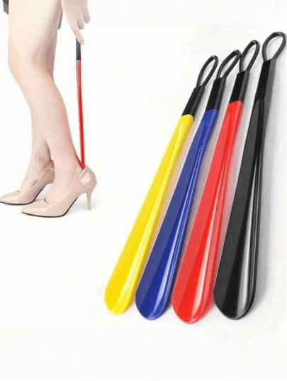 1pc Hanging Extra Long Flexible Plastic Shoe Horn, Shoe Putting-On Assist Tool, Designed For Elderly And Pregnant Women, Convenient For Elderly And Travelers To Put On Shoes