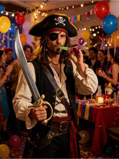 1pc Plastic Pirate Sword, Halloween Prop, Party Costume Accessory, Stage Performance Plastic Prop Sword. Christmas, Halloween Birthday Gift. This Prop Is Hand Painted And Polished, So Each Product May Vary Slightly. Please Understand.
