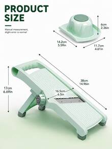 Multifunctional Vegetable Slicer/Cheese Grater With Container, Built-In Blades, Easy Slicing And Shredding, With Hand Guard, Adjustable Thickness - Multicolor - View 12