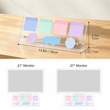 1pc-Monitor Memo Board Holder 13.8 Inch X 4.7 Inch, Office Organization Notepad Holder, Suitable For Computer Sticky Note Holder, Saves Space Under Monitor, Movable And Reusable, Suitable For Office And Home Desktop Decoration Screen Protector - A - View 2
