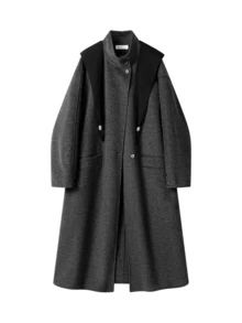 2026 Winter Slouchy Long Double-Sided Overcoat, Korean Version Elegant Slimming Wool Overcoat For Travel, Casual And Vacation - Grey - View 1