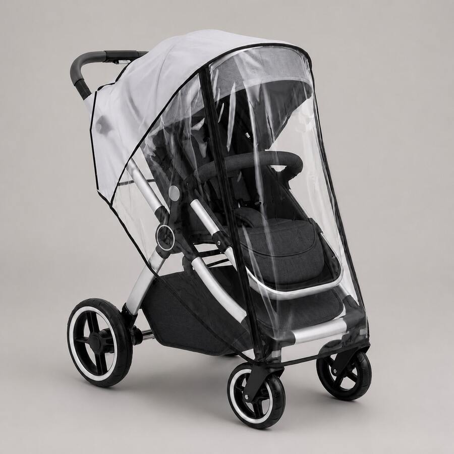 1pc Baby Stroller Rain Cover, Universal Transparent Breathable Waterproof Windproof Dustproof Stroller Accessory, Zipper Design, Suitable For Universal Umbrella Stroller Travel Weather Protection Cover - Clear - View 1