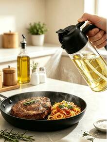 1pc Dual-Function Oil Spray Bottle, Transparent Oil Dispenser With Ergonomic Handle, Leak-Proof Oil Pot, Suitable For Deep Frying, Grilling, BBQ, Air Fryer, Salad, Baking, Multi-Purpose Cooking Oil Container, Kitchen Gadget - Multicolor - View 4