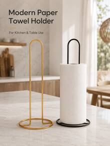 Metal Vertical Paper Towel Holder, Freestanding Countertop Roll Dispenser With Round Base, Modern Kitchen Dining Table Paper Towel Storage Rack, Suitable For Home Essentials, Kitchen Countertop, Dining Table, Bathroom And Home Decor - Multicolor - View 6