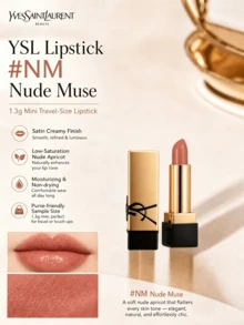 Saint Laurent Lipstik Mini Rouge Pur Couture #NM Nude Muse 1.3g, Hasil Akhir Satin, Melembapkan, Ukuran Travel - Lipstik Nude Muse #NM - View 3