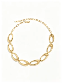 1pc Bohemian Beach Vacation Style Matte Gold Asymmetric Chunky Necklace, Suitable For Women's Daily Wear (Avoid Prolonged Exposure To High Temperature, Seawater, Etc.) - Collection Necklace - View 3