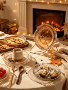 6pcs Stackable Gold Snack Tray Set With Gold Metal Storage Rack, Home Decor Kitchen Essential, Dessert Fruit Candy Tray, Suitable For Wedding, Birthday, Party, Home Afternoon Tea, Christmas, Halloween Decoration And Camping Snack Storage, Tableware Set, Thanksgiving, New Year Gift. Style And Color Randomly Shipped - Transparent Lace Plate 15cm - View 7
