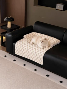 1pc Herringbone Jacquard Pet Sofa Cushion Pad, Non-Slip Scratch-Resistant Sofa Protector, Multi-Scene Cat Dog Sleeping Mat, Universal For Car, Indoor, Outdoor, Sofa Cover - Khaki - View 5