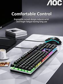AOC Keyboard, Gaming Keyboard And Mouse Combo, Professional-Grade Gaming Mouse, Mechanical Keyboard With Dynamic Backlighting System, Ergonomic Design, Plug And Play, Driverless, All-Around E-Sports Equipment. - View 4