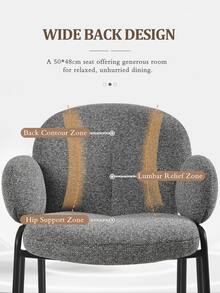 Goeurvant Modern Cloud-Style Wool-Linen Upholstered Dining Chairs With Rounded Arms And Wide-Back Support For Dining Room, Living Room, Office-Set Of 2/4/6 - Grey Textured Fabric - View 4
