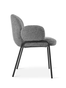 Goeurvant Modern Cloud-Style Wool-Linen Upholstered Dining Chairs With Rounded Arms And Wide-Back Support For Dining Room, Living Room, Office-Set Of 2/4/6 - Grey Textured Fabric - View 9