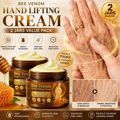 SUMIFANG Bee Venom Hand Lifting Cream 120g (2pcs) – Bee Venom Peptide + Collagen + Hyaluronic Acid – Firming & Lifting, Reduces Hand Dullness & Fine Lines | Supports Hand Structure, Makes Skin Smoother & Clearer