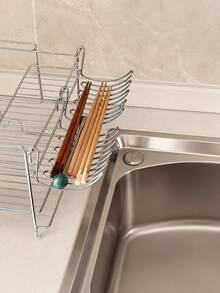 3/2/1 buah Rak Pengering Gantung Tepi Wastafel Dapur Stainless Steel, Keranjang Penyimpanan Multifungsi untuk Peralatan dan Pisau, Tidak Perlu Pengeboran, Pengatur Hemat Ruang di Meja Dapur - MultiWarna - View 8
