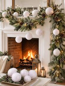 12pcs-Christmas Ball Ornaments, 3.15 Inches (8cm) Shatterproof Christmas Tree Balls, Wedding Party Holiday Decoration, Tabletop Small Tree Decor (White) - White - View 7