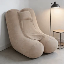 1pc Inflatable Lazy Sofa, Single Lazy Sofa Chair, Home Leisure Flocked Sofa, Outdoor Camping Portable Folding Sofa - Multicolor - View 4