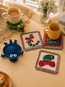 Handmade Crocheted Lizard Coaster, Cute Animal Coaster & Small Storage Organizer, Creative Cartoon Yarn Coaster, Movable Head And Tongue, Fun Coffee Cup Coaster, Suitable For Outdoor Camping, Finished Product - Multicolor - View 10