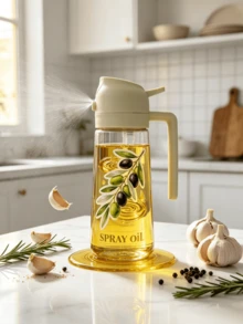1pc Plastic Olive Oil Spray Bottle, Creative Patterned Body, Spray-Pour Dual Function, Refillable For Various Liquids, Lightweight Home Use, Suitable For Kitchen Cooking, Salad Making, Outdoor BBQ, Baking, Kitchen Gadget, Cooking Utensil, BBQ Accessory--Do Not Wash In Dishwasher - View 7
