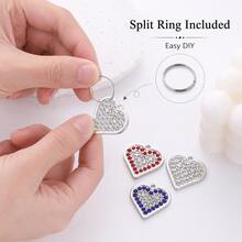 1pc Rhinestone Heart Charms With Split Rings, Sparkling Alloy Keychain Pendants For Bags, Keys, Pouches & DIY Accessories - Single Piece - View 8