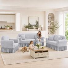 Sofa Slipcovers - Light Grey - View 6