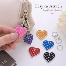 1Pc Colorful Enamel Heart Charms With Split Rings, Star Pattern Alloy Keychain Pendants For Bags, Backpacks, Keys & DIY Accessories - Single Piece - View 6