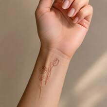 1pc Waterproof Anti-Rub PVC Realistic Rose Tattoo Sticker, Suitable For Women And Men, Beach, Pool, Party, Daily Use - Grey - View 3