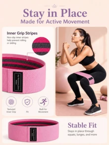This 3-Color Fabric Elastic Resistance Band Features A Loop Design, Suitable For Various Exercises Like Squats And Side Steps. It's Ideal For Fitness And Helps Complete Various Strength Training Movements For Hips And Legs. - Multicolor - View 3