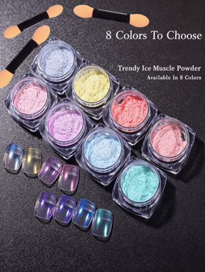 Ice Skin Powder New High Gloss Powder Ice Transparent Popular Whitening Magic Mirror Powder Aurora Multi Color Nail Powder