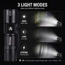 Zoomable High Power LED Flashlight, Aluminum Alloy Handheld Portable Torch, USB Rechargeable Outdoor Light, Alonefire For Camping, Hiking, Hunting, Fishing, Emergency Survival - Multicolor - View 6