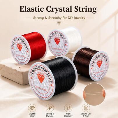 1 Gulungan Tali Manik-Manik Elastis Kuat 0,8mm Hitam/Putih/Merah/Emas/Coklat - 50m Karet Gelang Tahan Lama, Cocok untuk Pembuatan Perhiasan DIY, Tali Elastis Putih dengan Manik-Manik Merah, Kompatibel dengan Bahan Pembuatan Gelang dan Kalung, Tali Manik-Manik, Desain Gulungan, Tali Elastis Pipih, Tali Spandex, Tali Elastis Manik-Manik Buddha, Tali Manik-Manik Kepang, Tali Elastis, Tali Kepang, Aksesoris DIY Gelang, Kembali ke Sekolah, Hari Ayah, Hadiah Pesta, Natal, Hari Libur, Halloween