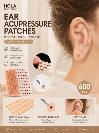 480pcs Ear Acupressure Patches, Self-Adhesive Ear Massage Stickers, Bean Ear Seeds Patches, Ear Care Patches, Body Care Massage Patches, Comfortable Daily Health Accessories, Suitable For Men And Women, Gift For Family And Friends