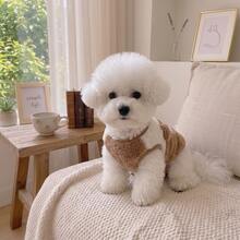 Two-Tone Plush Vest With Cute Bear Pattern And 3D Ears, Thick Warm Pet Clothes For Autumn/Winter, Suitable For Small And Medium Dogs - Brown - View 4