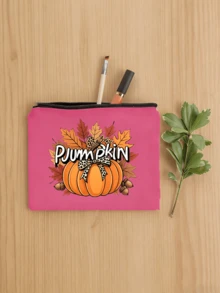 Fall Pumpkin Maple Leaf Print Cosmetic Bag, Zipper Makeup Pouch, Portable Toiletry Storage Bag, Autumn Thanksgiving Holiday Gift For Women, Travel Daily Use - Multicolor - View 16