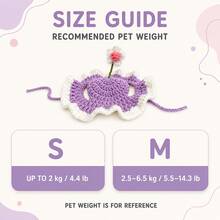 1pc Purple Crochet Flower Cat Hat With Ear Openings, White Wavy Ruffle Brim And Tie, Cute Pet Hat For Cats And Kittens, Spring Party Outfit And Pet Photography Prop, S/M Size - Multicolor - View 2