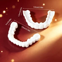 1 Set Of Teeth Assistive Props For Role-Playing, Suitable For Halloween Christmas And Various Themed Events - White - View 3