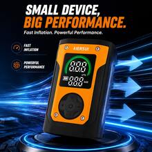 Bơm hơi không dây màn hình LCD, bơm nhanh 150PSI, sạc USB. Tích hợp đèn LED, tự động ngắt. Nhiều đầu vòi phù hợp cho lốp ô tô, xe máy, xe đạp, bóng thể thao và bong bóng. Đồ dùng ô tô cầm tay thiết yếu. 1500mAh 7.4V - A - Xem 5