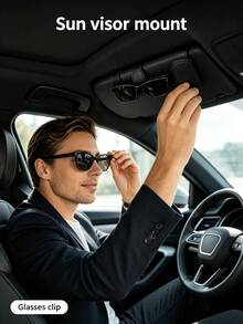 PU Universal Car Sun Visor Glasses Clip,Car Glasses Holder,Interior Glasses Storage Rack,Suitable For Portable Travel Essential,Practical Car Accessories For Women,Gift‑Ready Holiday Accessaries - Multicolor - View 3