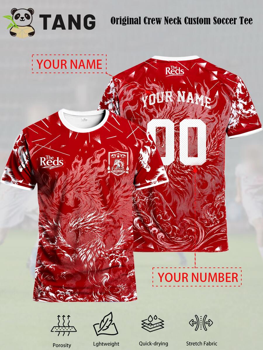 Liverpool Style Customized Men's Football Jersey & Customizable Name & Number & Crew Neck Lightweight Football Sports Top & Suitable For Football Matches, Training, Daily Wear, Gifts